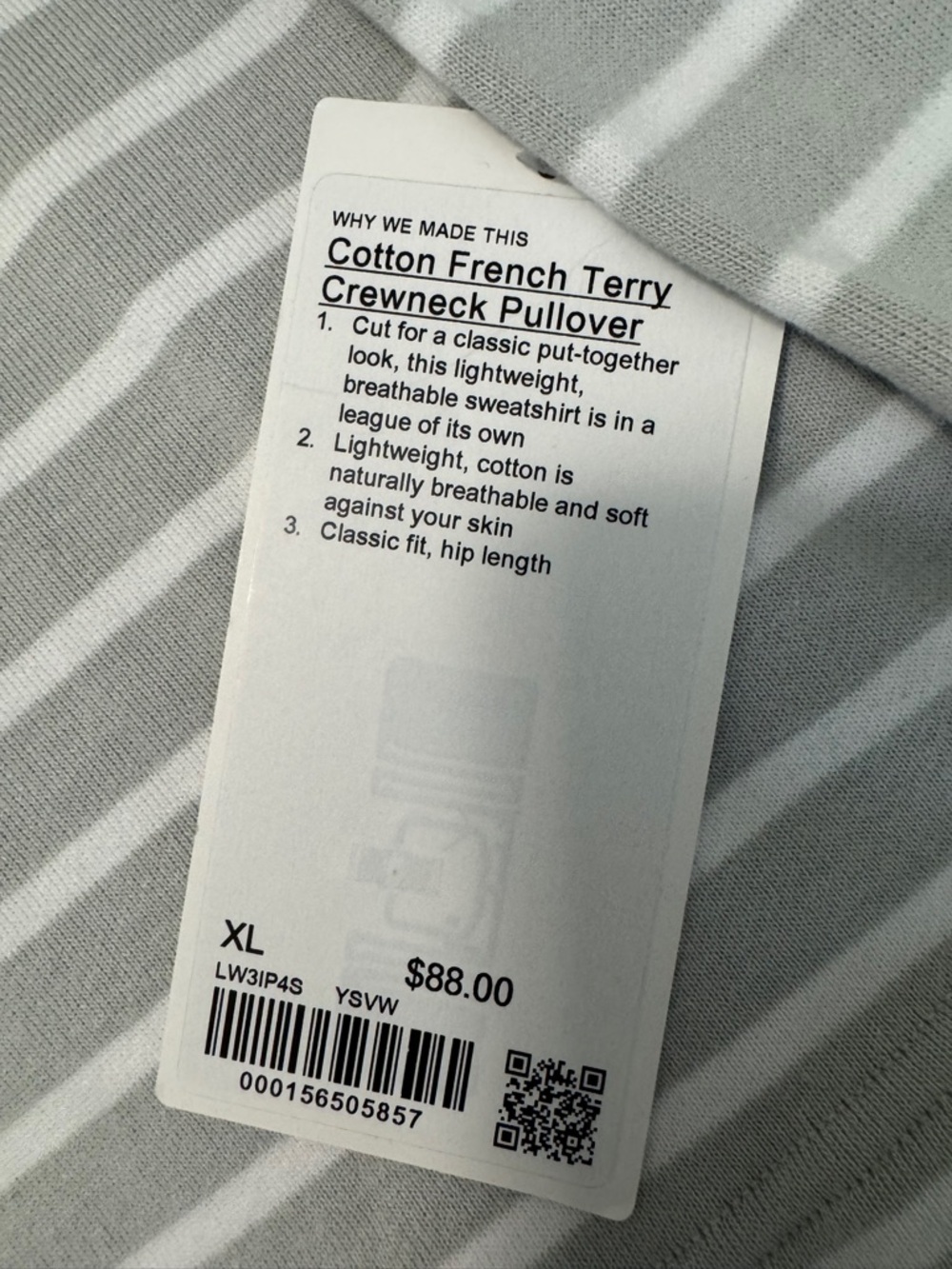 Lululemon Cotton French Terry Crewneck Pullover in Yachtie Stripe Vapor White - Picture 8 of 9